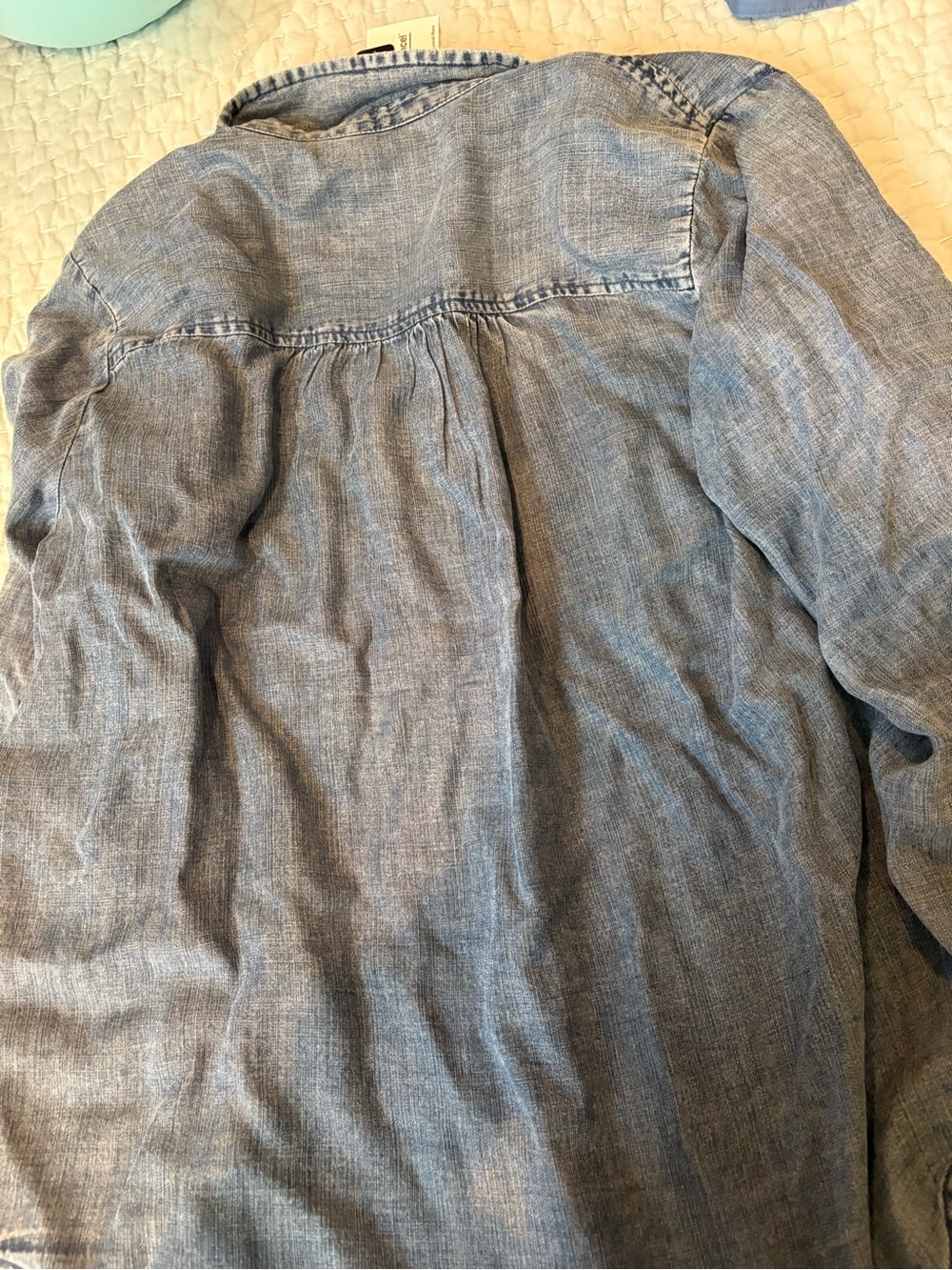 Velvet Light Chambray Blue Button-Up Blouse